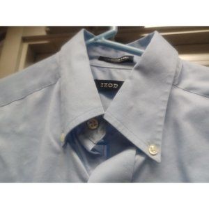 IZOD Men's Long Sleeve Dress Shirt 15.5 32/33 Medium Light Blue